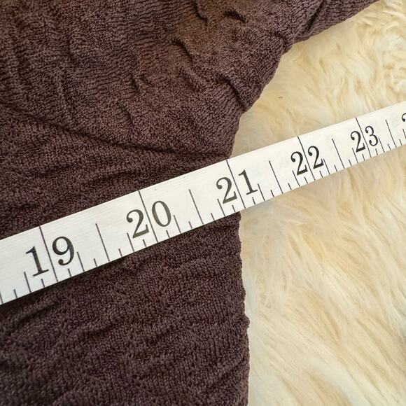 Exclusively Misook Brown Single Button Shawl Collar Knit Jacket Cardigan Medium - Picture 7 of 8